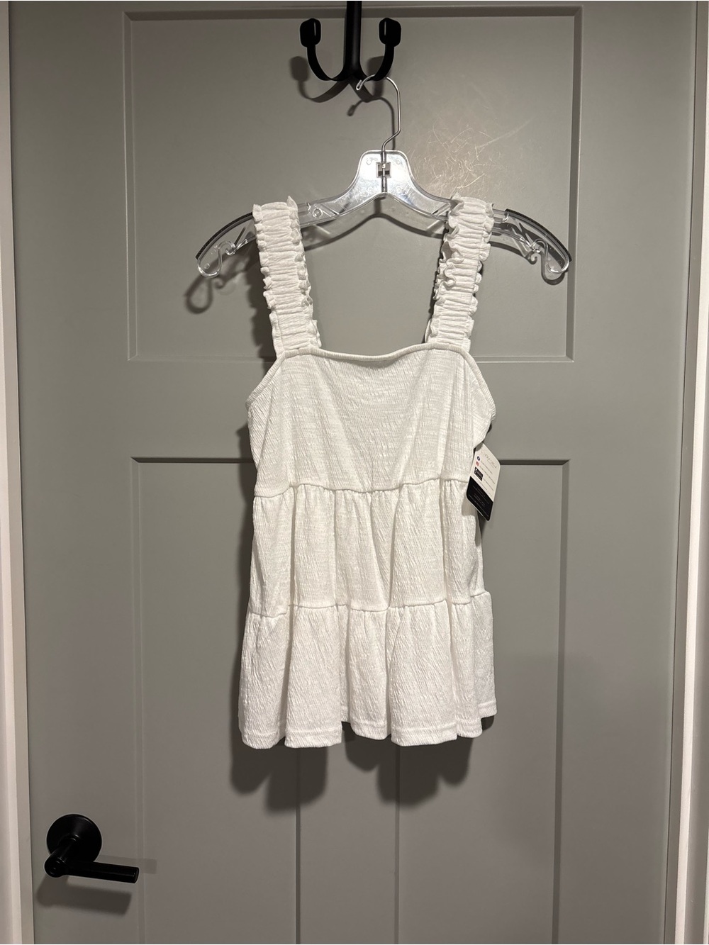 White Ruffled Strap Tiered Tank Top